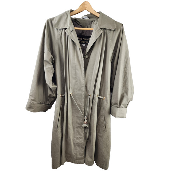 Anne Klein Rainwear 3/4 Length Raincoat - Drawstring - Size 12 - Cotton-Poly - Picture 1 of 10